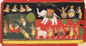 Krishna vénéré par Indra arrivant sur un éléphant blanc, vers 1720 - Unbekannt