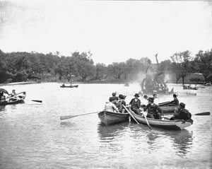 Lac dans Wade Park, Cleveland, Ohio, USA, vers 1900