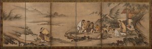 Paysage : les Sept Sages de la forêt de bambous, période Momoyama - Unbekannt