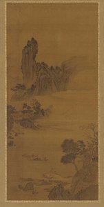 Paysage avec bateaux de ferry, dynastie Qing, 18ème siècle - Unbekannt
