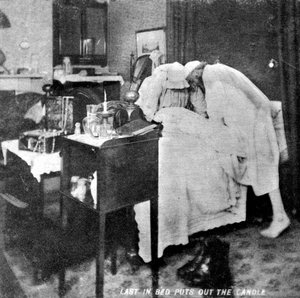 Le dernier au lit éteint la bougie, fin du 19e siècle - Unbekannt