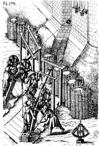 Canon de siège en action, de Le diverse et artificiose machine, 1620