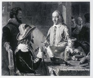 Le médecin anglais William Harvey (1578-1637) montrant au roi Charles Ier Stuart d