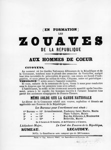 Les Zouaves, des affiches politiques françaises de la Commune de Paris, mai 1871