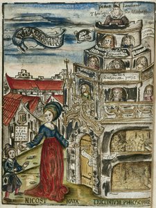 Les arts libéraux, la grammaire: Nicostrata (appelée Carmenta), tenant un hornbook, manuel pour l