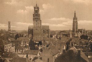 Les trois Tours Beffroi, Cathédrale et Église Notre-Dame, vers 1928 - Unbekannt