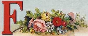 Lettre F : fleurs. Gravure dans "Alphabet de ma petite fille". Bernardin-Bechet et Fils, libraires-éditeurs, Paris, vers 1895. Album incassable sur toile. Bibliothèque des Bébés. 12 pages. Album contenant une méthode de lecture et un abécédaire illustratif - Unbekannt