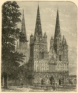 Cathédrale de Lichfield - La façade ouest, 1898
