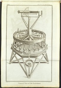 Gravure de la première grande théodolite (cercle horizontal de 3 pieds) représentée dans les Transactions philosophiques de la Royal Society Vol - Unbekannt