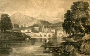 Pont de Llangollen, Château Dinas Bran, sur la rivière Dee : Nord du Pays de Galles, 19e siècle - Unbekannt