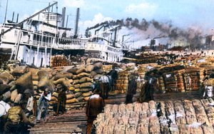 Chargement de coton sur un navire, Memphis, Tennessee, USA, vers 1900