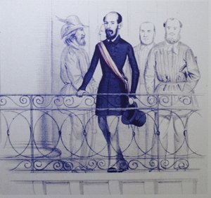 Lorenzo Brentano sur le balcon de la mairie de Karlsruhe - Unbekannt