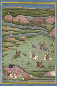 Maharana Amar Singh II ou Sangram Singh chassant le sanglier, 19ème siècle - Unbekannt