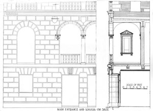 Entrée principale et loggia sur la 38e rue, Fraternity Clubs Building, New York, 1924 - Unbekannt