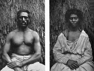 Hawaïens homme et femme en pleine face, 1902