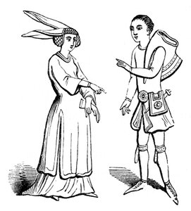 Costume masculin et féminin, c1350, 1910 - Unbekannt