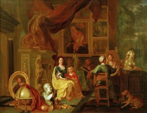 Peintre avec sa famille dans son atelier - Unbekannt