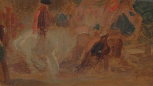 Homme sur un cheval blanc