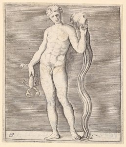 Homme avec Écrevisse et Urne d