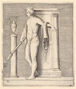 Homme avec torche à la porte du temple, publié vers 1599-1622 - Unbekannt
