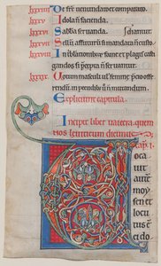 Enluminure de manuscrit avec initiale V, d