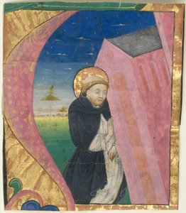 Enluminure de manuscrit avec Saint Dominique sauvant l