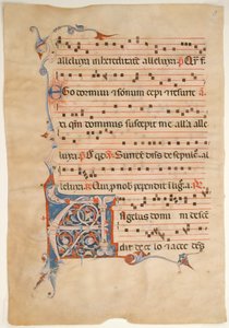Feuille de manuscrit avec initiale foliée A, d