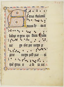 Feuillet de manuscrit avec initiale A, d