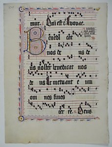 Feuille de manuscrit avec initiale B, d