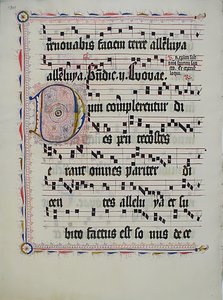 Feuille de manuscrit avec initiale D, d