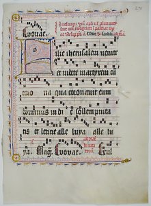 Feuille de manuscrit avec initiale F, d