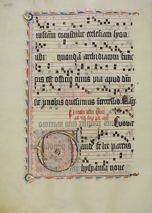Feuille de manuscrit avec initiale G, d