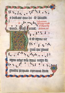 Feuille de manuscrit avec initiale H, d