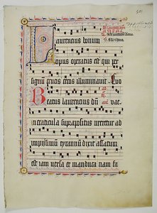 Feuille de manuscrit avec initiale L, d
