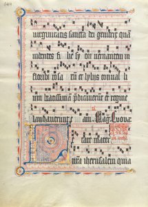 Feuille de manuscrit avec initiale L, d
