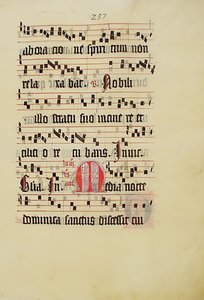 Feuille de manuscrit avec initiale M, d