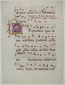 Feuille de manuscrit avec initiale O, d