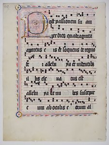 Feuille de manuscrit avec initiale P, d