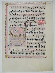 Feuille de manuscrit avec initiale S, d
