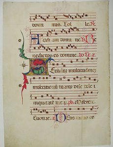 Feuille de manuscrit avec initiale S, d