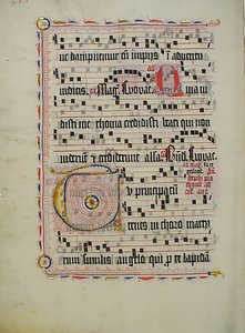 Feuille de manuscrit avec initiale T, d