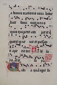 Feuille de manuscrit avec initiale V, d