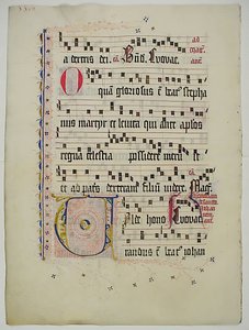 Feuille de manuscrit avec initiale V, d