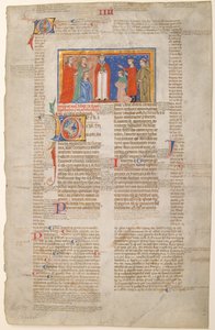 Feuille de manuscrit avec scène de mariage, des Décrétales de Grégoire IX, italien, vers 1300 - Unbekannt