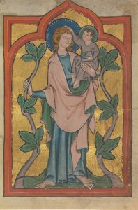 Feuille de manuscrit avec Saint Christophe portant le Christ, allemand ou suisse, début du 14e siècle