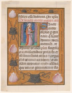 Feuille de manuscrit avec Saint Jacques le Majeur, d