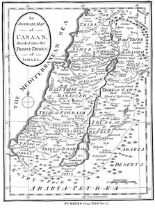 Carte de Canaan divisée en les douze tribus d