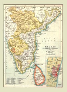 Carte de Madras, Hyderabad, Mysore, Coorg et Ceylan - Unbekannt