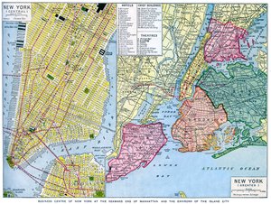Carte de New York, USA, vers 1930s - Unbekannt