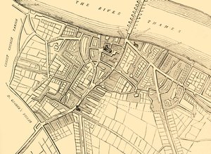 Carte de Southwark, 1720, vers 1878